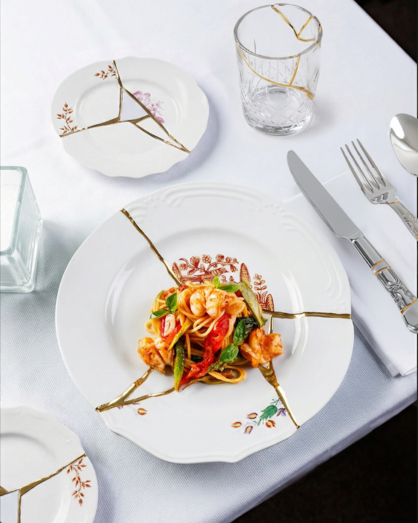 stalo serviravimas su seletti - kintsugi kolekcija